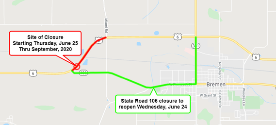 Bridge structure replacement to close U.S. 6 near Bremen
